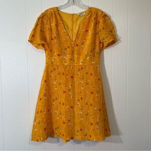 Madewell Beladonna Silk Yellow A-Line Mini Sundress size 6